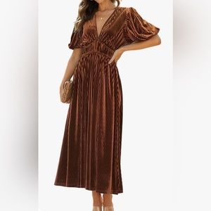Copper gold velvet dress